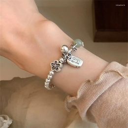 Bangle 1PCS Chinese Style Beaded Bracelet Happiness Good Wish For Woman Girl Fashion Jewellery Gift