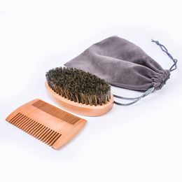 Natural Boar Bristle Beard Brush Beard Comb Men Bamboo Face Massage Works Wonders To Comb Beards and Moustache Beauty Tools