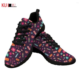 Casual Shoes KUILIU Women's 3D Flats Sneakers Breathable/Comfortable Female Bottle Print Brand Designer Footwear