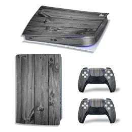 Stickers For PS5 Digital Edition Console and 2 Controllers Skin Sticker Wood Grain Protective Vinyl Wrap Cover