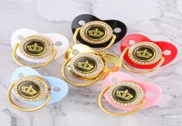 Pacifiers Colours Cartoon Crown Baby Pacifier Golden Dummy Bling Toddler Pacy Orthodontic Nipple Infant Shower Gift 018 MonthsPac3672935