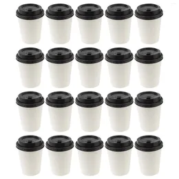 Disposable Cups Straws 50 Pcs Espresso Mug Takeaway Coffee Lids Treated Paper Tableware
