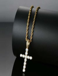 iced out cross pendant necklaces for men women luxury designer pendants 18k gold plated zircons gold chain necklace jewelry gift8905947