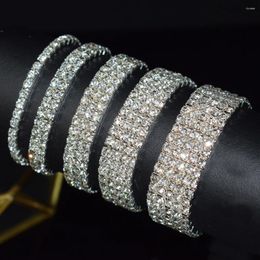 Link Bracelets Bridal Rhinestone Bracelet Multi-row Crystal Stretch Wristband Stretchable Gold Silver Plated Gift