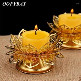 Candle Holders Nordic Metal Rose Lotus Flowers Valentine's Day Candlestick Romantic Candlelight Wedding Home Decoration Crafts