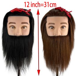 Male Mannequin Head With 100% Real Human Hair Black For Practice Hairdresser Cosmetology Training Doll Head For Hair Styling