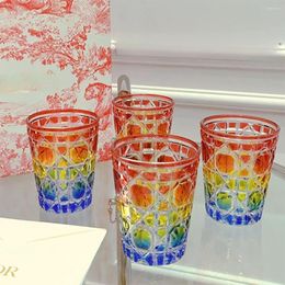 Wine Glasses Diao Fantasy Colourful Crystal Cup 4-piece Set Gift Box Classic Vine Pattern Water Glass Juice