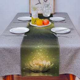 Water Surface Magic Lotus Table Runner for Dining Kitchen Decor Rectangular Wedding Decoration