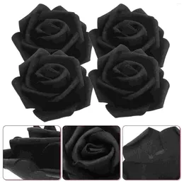 Decorative Flowers 100 Pcs Bridal Decorations Artificial Rose Fake Crafts Heads Black Roses Bride