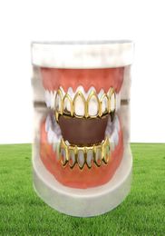 Hip Hop Teeth Grillz Set Silver Gold Tooth Top Bottom Caps Punk False Dental Grills For women Men Body Jewelry Cosplay 6950231