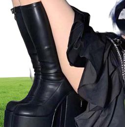 Boots Punk Style Autumn Winter 2021 Women Stretch Thick Knee High Heel Thin Skinny Brat Platform Boot7734216