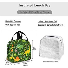 Dinosaur Kids Lunch Bag Women Insulated Lunchbox Reusable Lunchboxes Cooler Tote Box Thermal Lunchbag for School Work