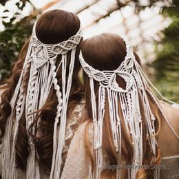 Tapestries Boho Headpiece Weil For Festival Bride Macrame Bridal Shower Hand Woven Bohemian