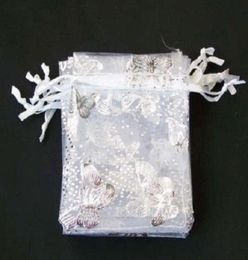 20X30CM 100 pcs white butterfly Organza Wedding Jewellery Gift Bag 70x90 mm Party Bags PoucheS7835524