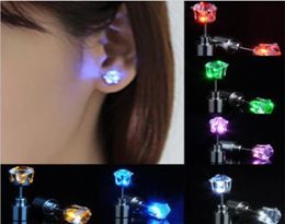 LED Gadget Women Men Fashion Jewellery Light Up Crown Crystal Drops Earrings Retail Package6485473