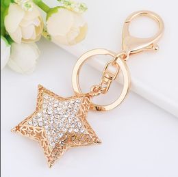 Keychains Fashion Star Keychain Exquisite Crystal Key Chain Ring For Women Bag Pendant Holder Accessory CH3521