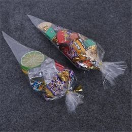 50/100pcs Christmas gift flowers wedding party popcorn candy transparent cellophane packaging bag