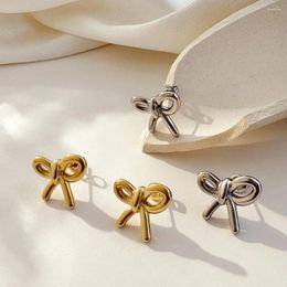 Stud Earrings Trendy Mini Cute Bow For Women Gold Color Metal Bowknot Studs Piercing Earring Party Jewelry Gift