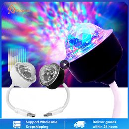 USB Disco Ball Lights Auto Rotating Night Light RGB Multi Colour Party DJ Car Atmosphere Room Decorations Lamp Magic Strobe Light
