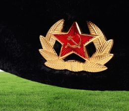 Soviet Army Military Badge Russia Ushanka Bomber Hats Pilot Trapper Hat Winter Faux Rait Fur Earflap Men Snow Caps18689558378919