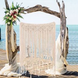 100*115cm Hand Woven Macrame Tapestry Bohemian Wall Hanging Tapestry Window Door Curtains Wedding Background Home Decoration