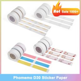 Paper Sticker Paper for Phomemo D30 Thermal Sticker Tickets Paper Selfadhesive Transparent Square Round Name Labels Paper 3 Rolls/box