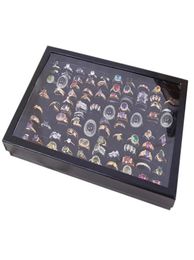 Jewellery Pouches Bags Velvet 100 Slots Ring Earrings Display Box Showcase Storage Case Holder Tray Organiser Boxes With Lid LXHJewe8824486