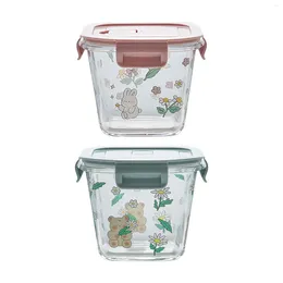 Dinnerware Glass Meal Prep Containers With Airtight Lid Lunch Boxes For Home