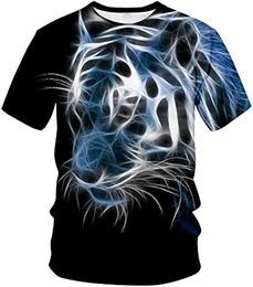 Summer Unisex Casual Short Sleeve T Shirts for Men Women Tiger Pattern 3D Printed Tops Tees Oversize Short Sleeved