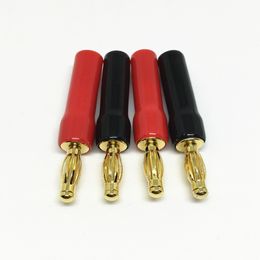 2Pcs 4mm Gold Free Welding Banana Plug Audio Lanterns Plug Acoustics wire Connectors