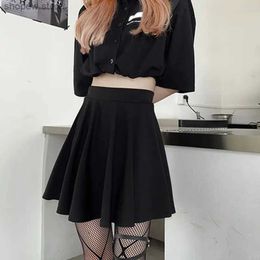 Skirts Black Mini Skirt Gothic Women Fairy Grunge High Waist Loose A-line Skirt Shorts Goth Egirl Summer Harajuku Streetwear
