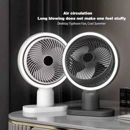 Electric Fans New Desktop Small Fan Mini Portable Rechargable Strong Wind USB LED Light Brushless Home Outdoor Camping Air Cooler Fan