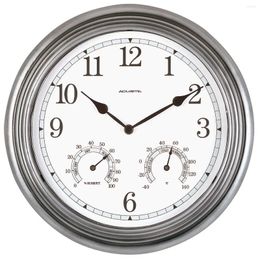 Wall Clocks 13.5-Inch Indoor/Outdoor ClockThermometer Hygrometer For Temperature Hu Idity Durable Plastic Lens Crystal Quartz Movement