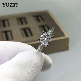 18K White Gold Plated Brilliant Cut Diamond Test Past D Colour Swallowtail Cow Head Ring 925 Silver Gemstone Rings240412