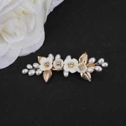 Flower Wedding Vintage Head Piece Handmade Bride Hair Clip Rinestone Tiara Bridal Hair Accessories Jewelry With Gold leaves
