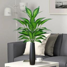 Decorative Flowers 76cm 26 Leaves Artificial Plants Fake Magnolia Tree Branch Plastic Banyan Leafs Green Sansevieria For Home Garden Outdoor