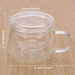350ml Heat Resistant Glass Tea Cup Loose Leaf Tea Strainer Coffee Filter for Home Office with Infuser and Lid Drinkware