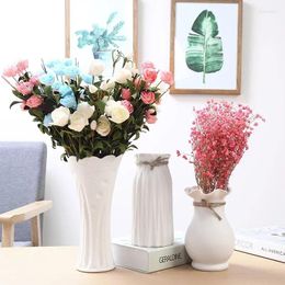 Vases Modern Decorative Ceramic Dried Flower Vase Home White Ins Living Room Decoration Rope Carved Ornaments