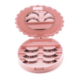 Portable Makeup Mirror Case Organiser Acrylic Cute Bow False Eyelash Cosmetic Storage Travel Makeup Box Home Accessories Tools