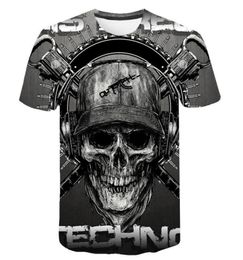 Skull T shirt Men Skeleton Tshirt Punk Rock Tshirt Gun T shirts 3d Print Tshirt Vintage Men Clothing Summer tops Plus Size 6XL5857430