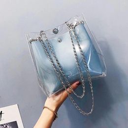 Shoulder Bags 2024 Luxury Handbags Single Handbag Women Designer Fashion Transparent For Solid Large Capacity Chain Bag