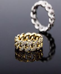 Simple Fashion Men Women Ring Gold Silver Bling CZ Diamond Cuban Chain Ring for Men Women Ring Jewelry Gift5750613