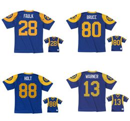 Stitched football Jerseys 28 Marshall Faulk 80 Isaac Bruce 13 Kurt Warner 88 Torry Holt mesh Legacy Retired retro Classics Jersey Men Women 6XL