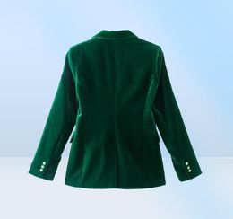 Women039s Suits Blazers Women Dark Green Velvet Blazer Jacket Elegant Coat Female Slim Fit Office Lady Solid Long Sleeve Sing3220095