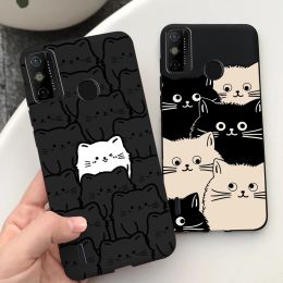 For Tecno Spark 6 Go Case KE5j KE5k Cute Astronaut Cat Night View Cover Liquid Silicone Phone Cases For Spark 6GO Bumper Fundas