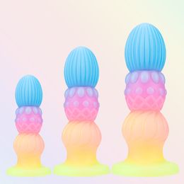 Rainbow Huge Anal Beads Plug Butt Tail Masturbators Prostate Massage Beginner Adult Sex Toys for Men Gay Couple SexShop Silicone