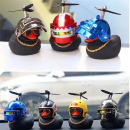 Rubber Cute Duck Toy Bike Ornaments Yellow Duck Car Dashboard Cool Glasses Duck with Propeller Helmet Gold Chain Accessories