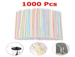 1000 Pcs Plastic Straws For Drinking Bar Party Supplies Flexible Rietjes Cocktail Colourful Striped Disposable Straw Kitchenware 221366337