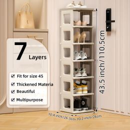 7 Layers Shoe Rack Shoe Shelf Simple Plastic Foldable Shoe Storage Organizer High-capacity Shoe Stand for Living Room Dormitory