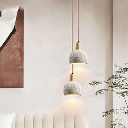 Creative Concrete Cement Chandelier Bedroom Bedside Led Pendant Lamp Round Hanging Light For Corridor Hallway Porch Dining Room